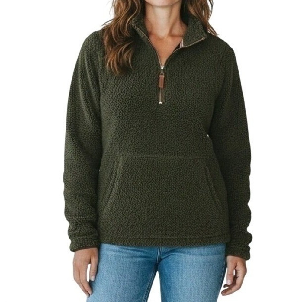Telluride 1/4 Zip Fleece Pullover Sz XL Dark Green Sweater Gorp Camp Coast Fuzzy